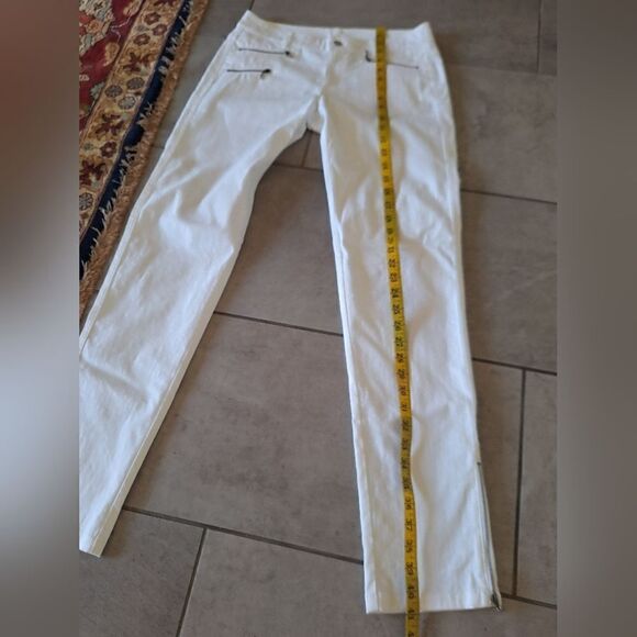 St.John white cotton low-rise trousers with zippers size 4 - Picture 9 of 11